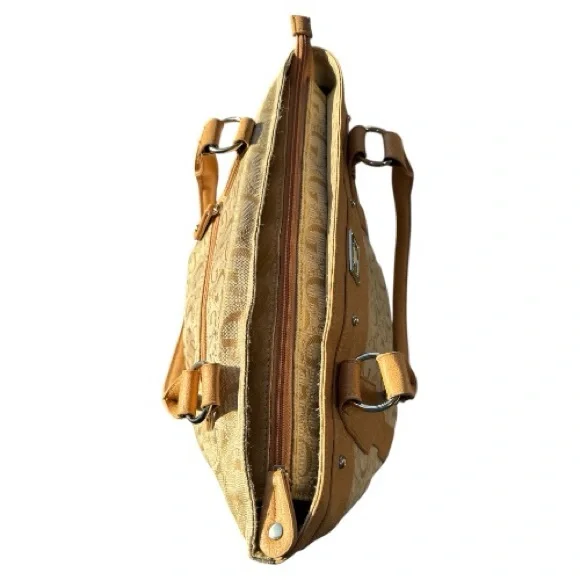 Guess G-logo Beige and Tan Shoulder Bag Double Strap - Picture 4 of 12